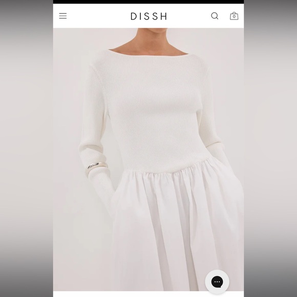 DISSH ABIGAIL WHITE HYBRID LONG SLEEVE MIDI DRESS - Picture 2 of 5